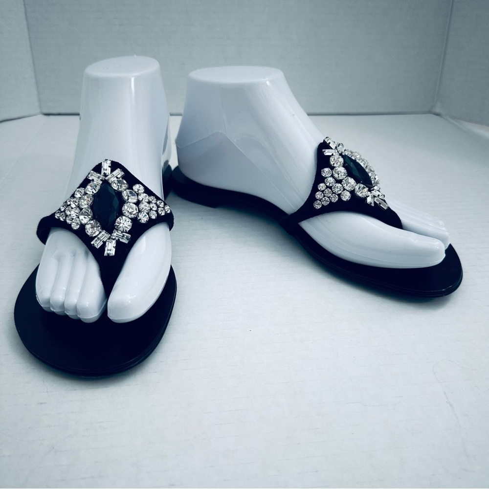 Giuseppe Zanotti  crystal  thong flip flop slip-on leather sandals 37.5 7.5